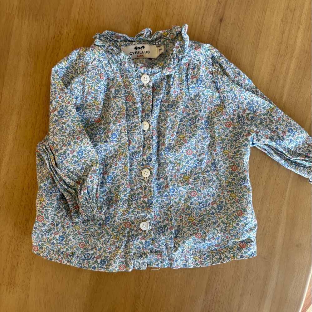 Cyrillus Blue Floral Button-Up Baby Top - Picture 2 of 5